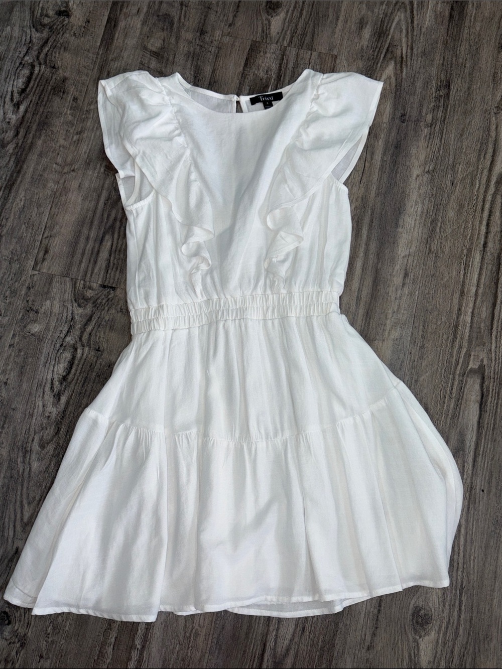 Trixxi White Ruffle Tiered Mini Dress